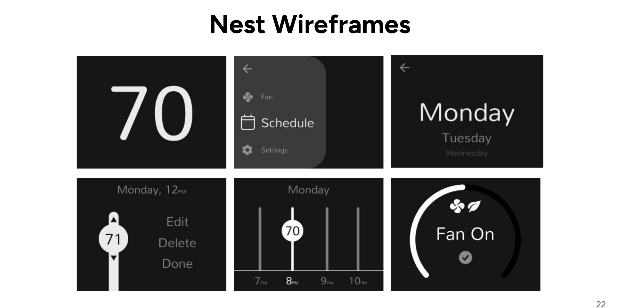 Nest wireframes