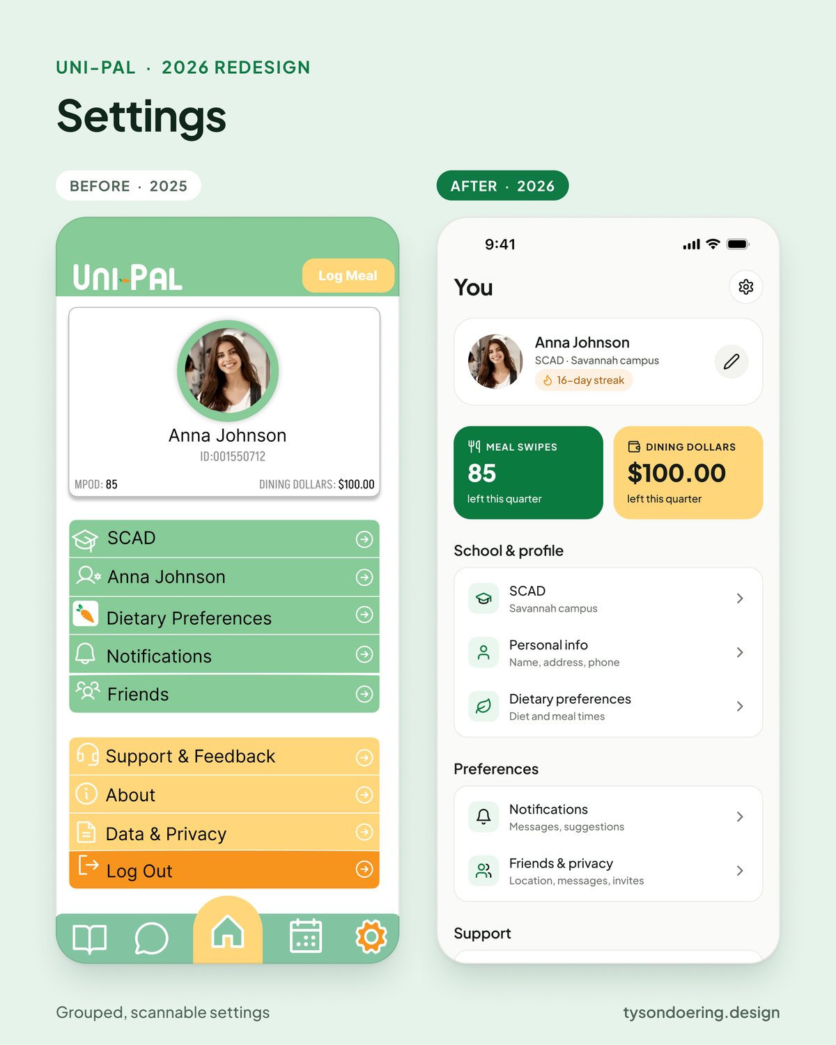 Uni-Pal Settings, before and after