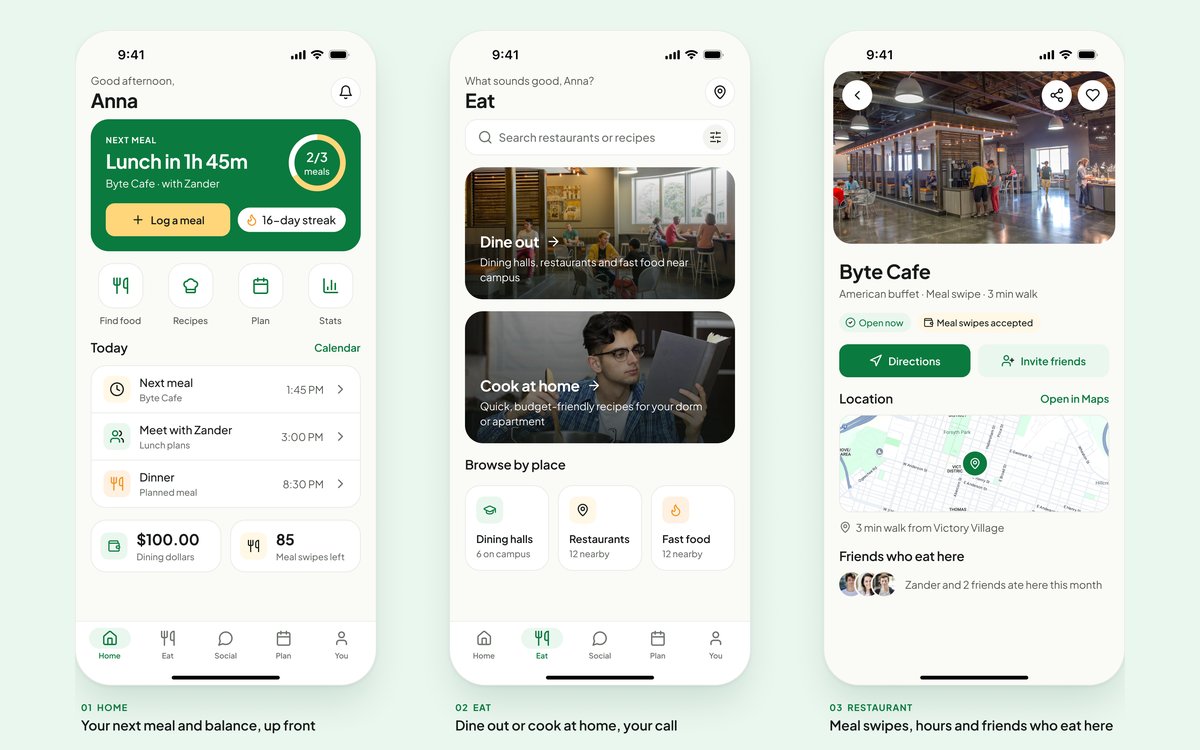 Uni-Pal 2026 redesign screens